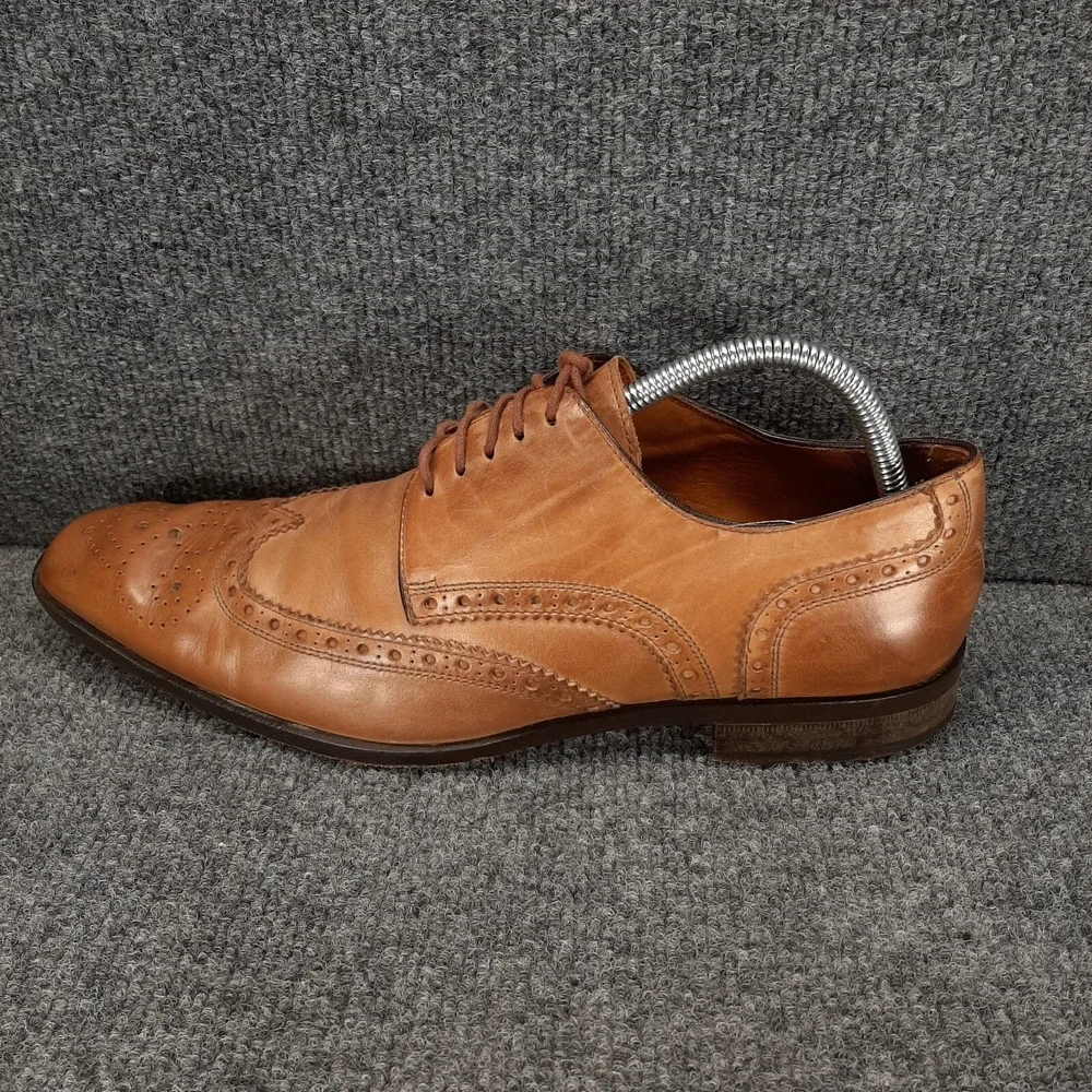 Massimo Matteo Cuoio Wingtip Leather Dress Shoes Men's Size 9M Made in Italy